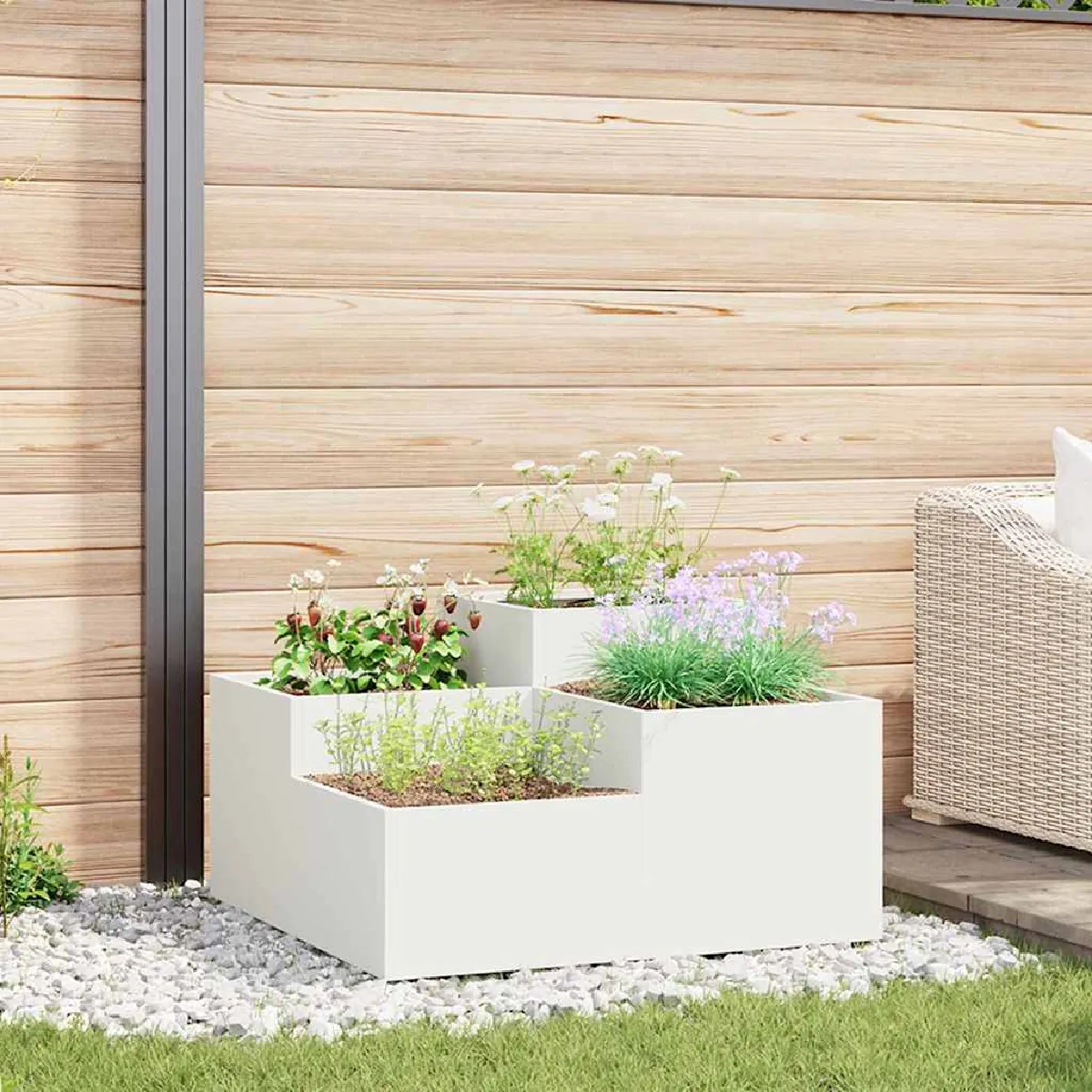 Jardinière vidaXL Bac à Fleurs Acier Laminé à Froid 49x47x46 cm - vue 2
