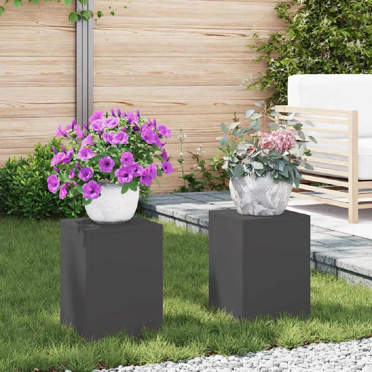 vidaXL Supports de plantes d'extérieur 2 pièces 24x24x35 cm Acier - vue 2