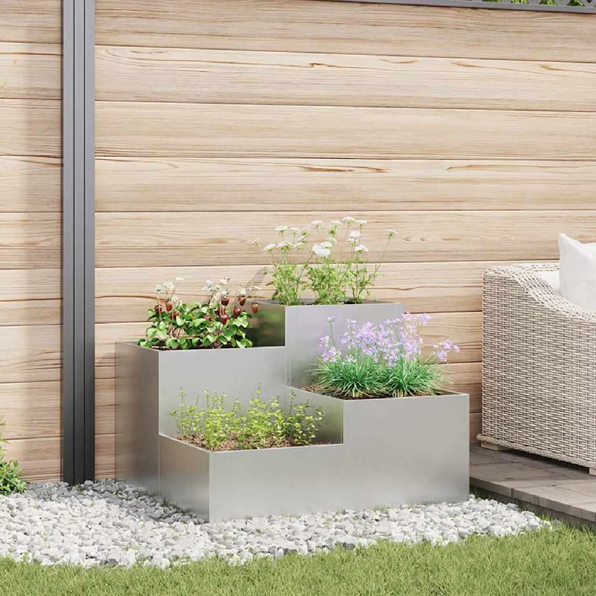 vidaXL Jardinière en acier galvanisé - vue 2