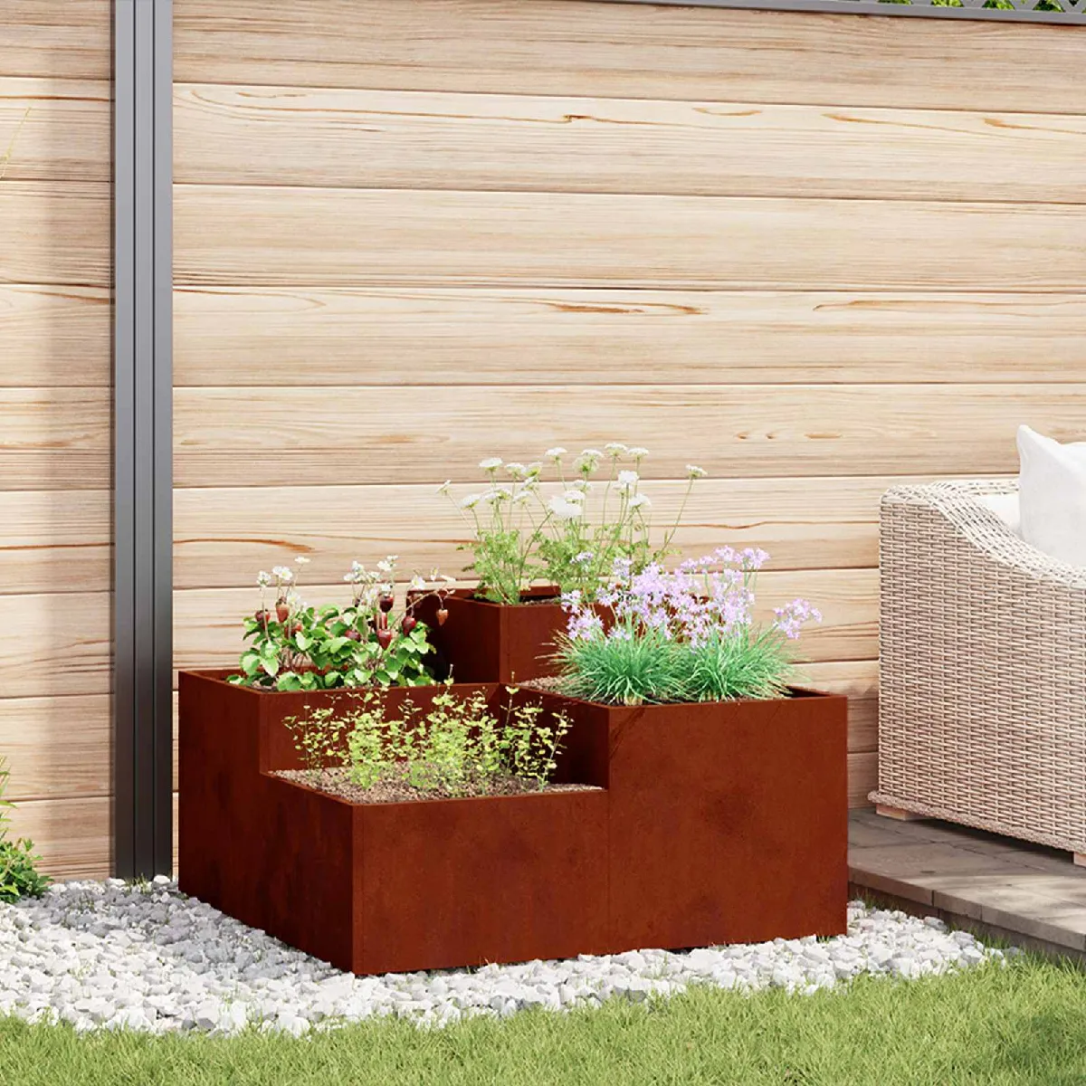 Vidaxl Jardinière 100X100x48 Cm - Acier Résistant