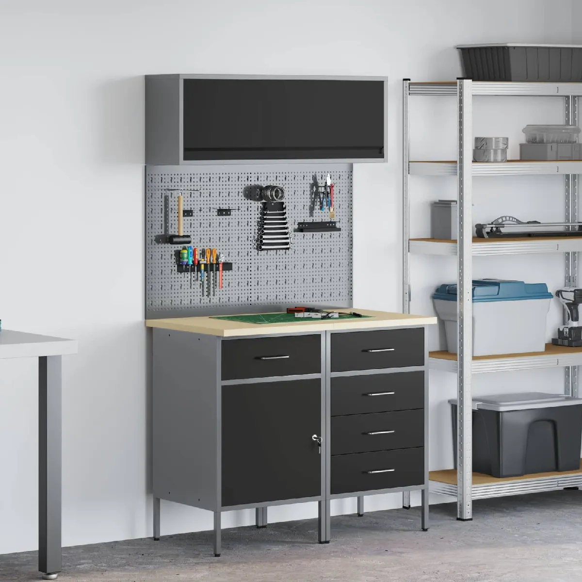vidaXL Set de 5 pièces de banc de travail en acier