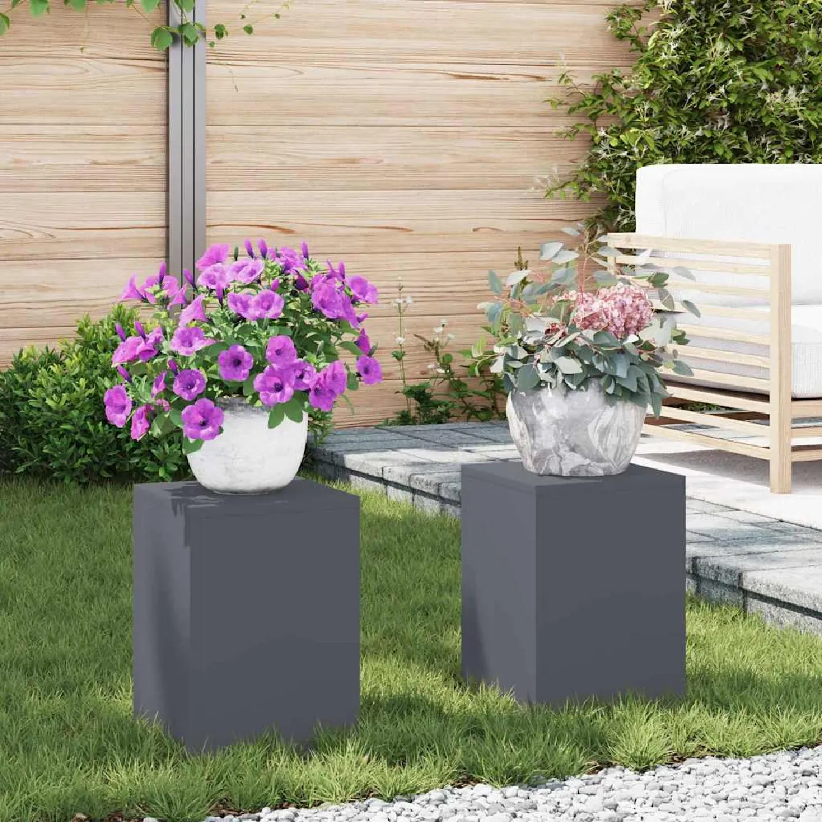 vidaXL Supports de plantes d'extérieur 2 pièces 24x24x35 cm Acier
