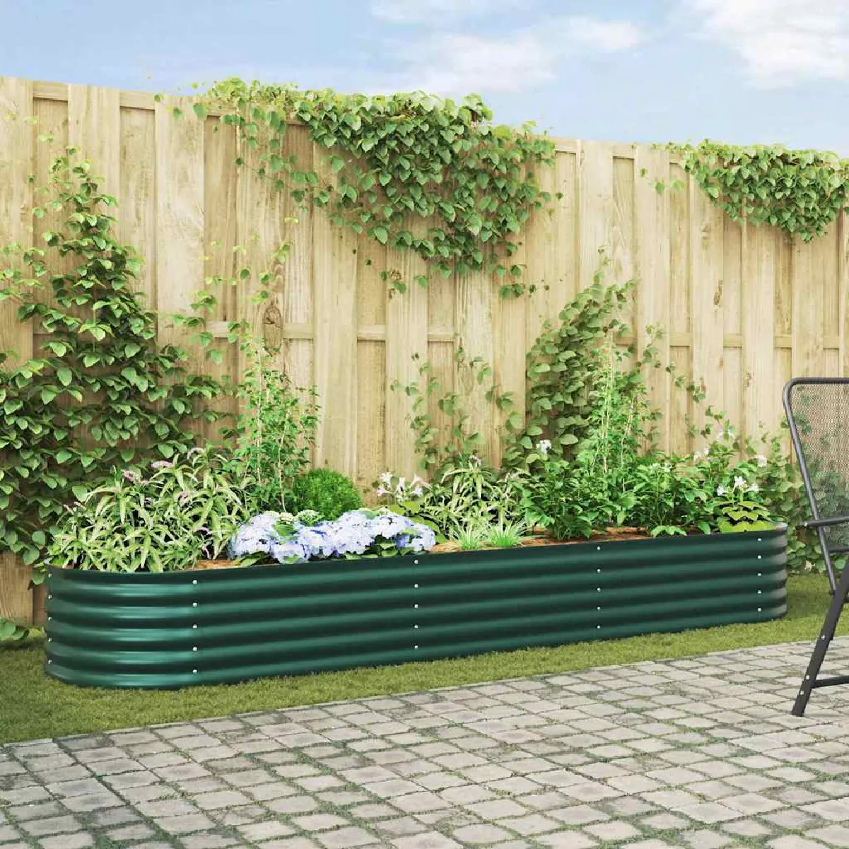 VIDAXL - Carré Potager Surélevé - Acier Galvanisé - 320x80x44 cm - Vert - Image 2