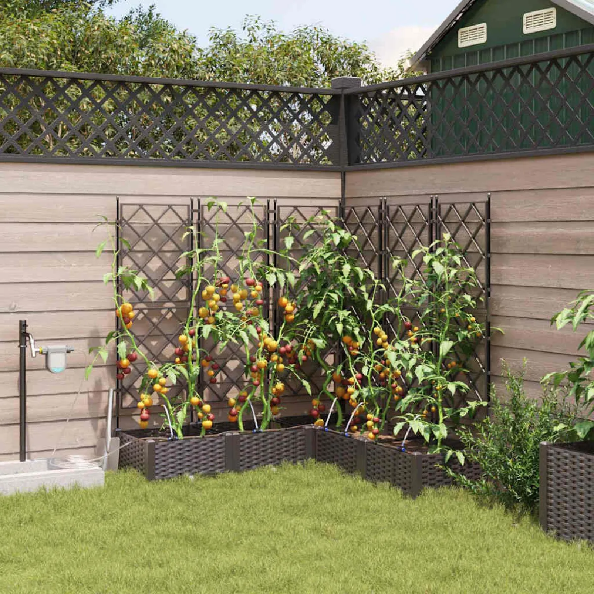 Vidaxl Marron Jardinières Avec Système D'irrigation En 5 Pcs