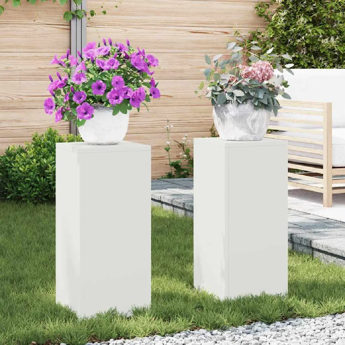 vidaXL Supports de Plantes Extérieurs Pillar 2 pcs 24x24x55 cm Acier - vue 2