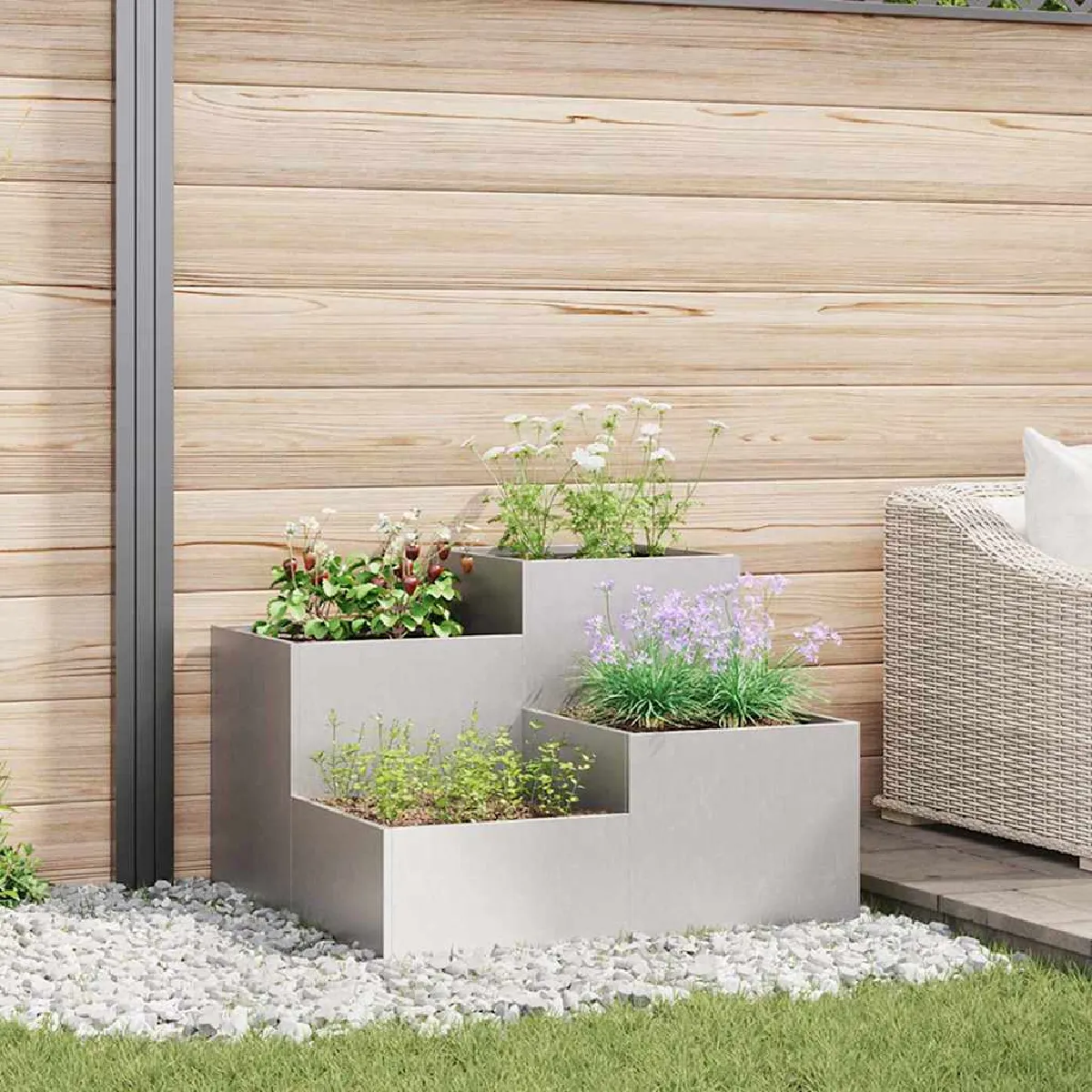 vidaXL Jardinière acier inoxydable - vue 3