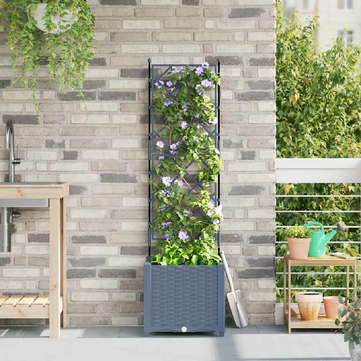 vidaXL Jardinière avec Treillis Bois de Sapin - vue 2