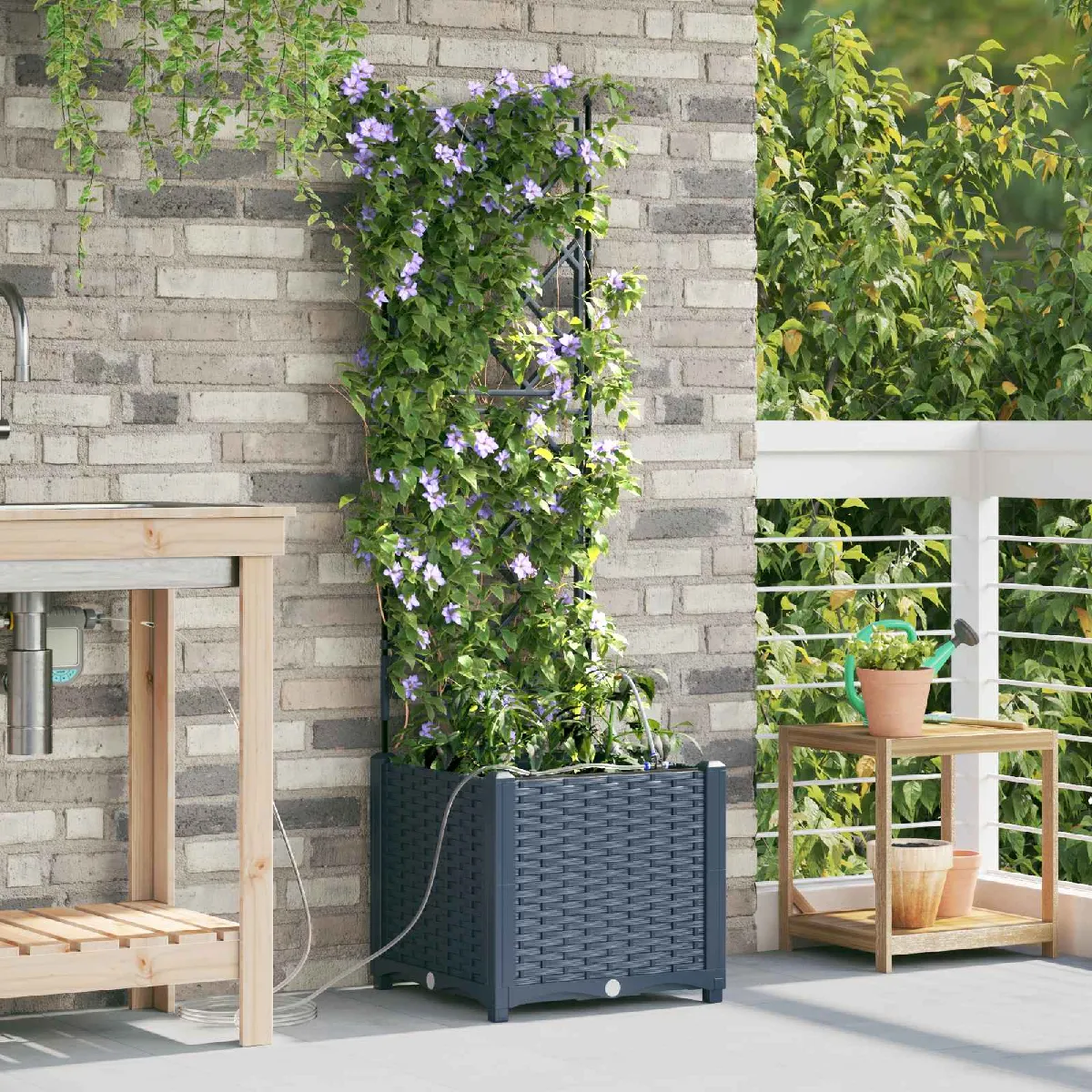 VIDAXL - Jardinière avec système d'irrigation - Gris - Image 2