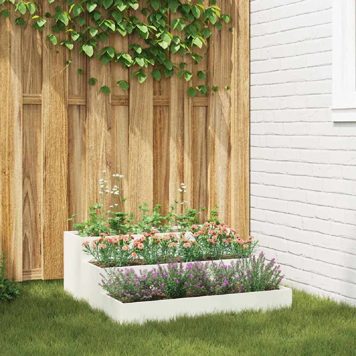 vidaXL Jardinière de jardin 3 niveaux 90x90x35 cm acier - vue 3
