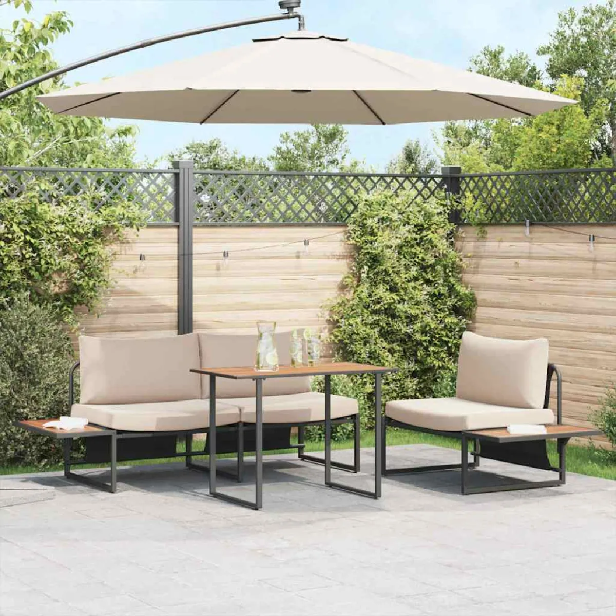 Non Communiqué Marron Table De Jardin 100X55x70 Cm Dpc Et Acier - Image 3
