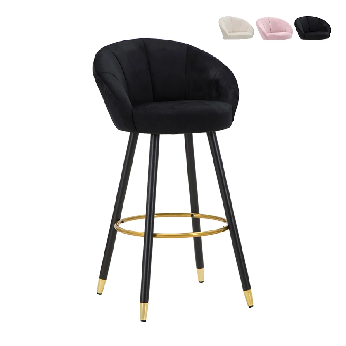 Mauro ferretti Tabouret de bar velours - Noir Mauro ferretti Tabouret de bar velours - Noir