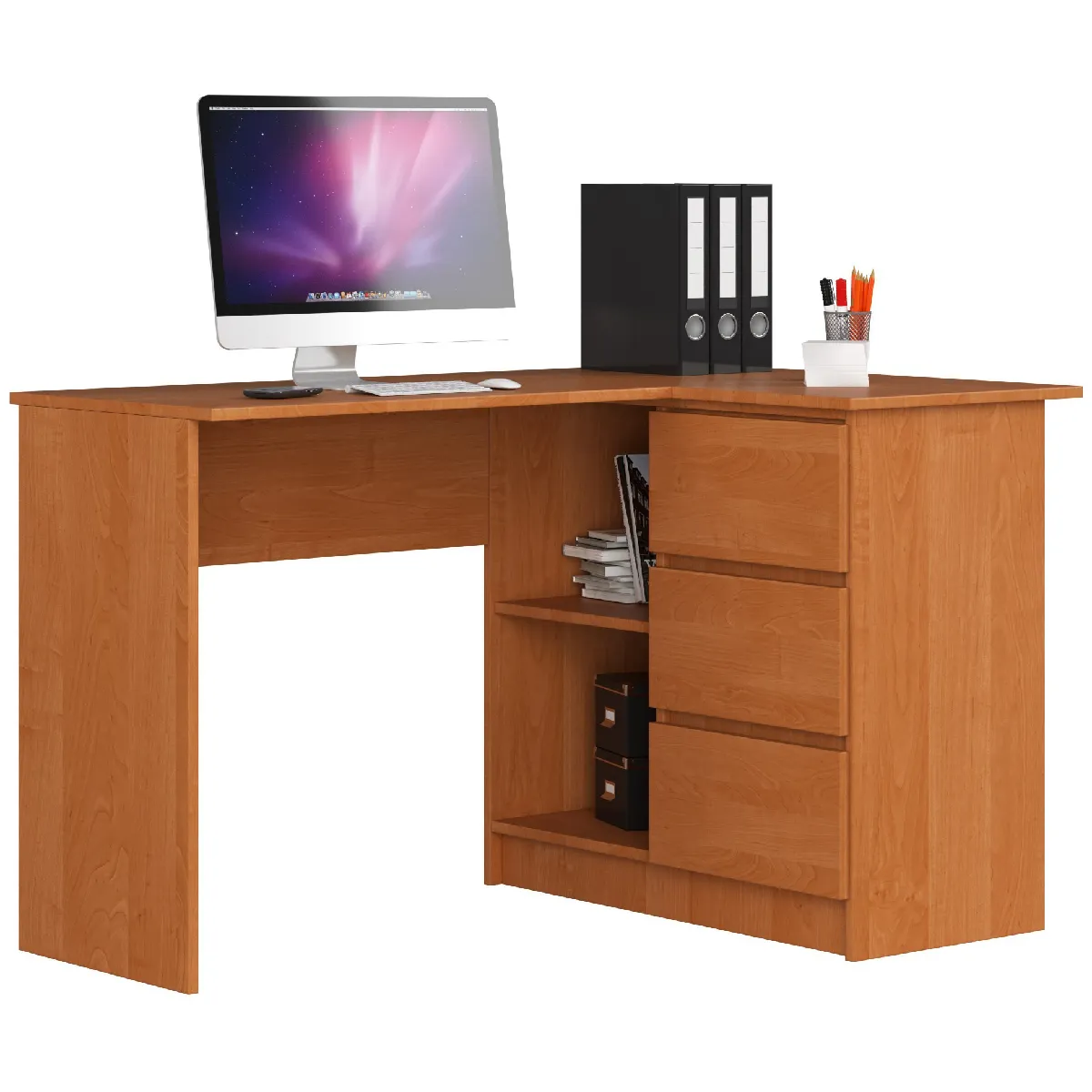 Akord Bureau Angle 3 Tiroirs Droit Aulne 124X85X77