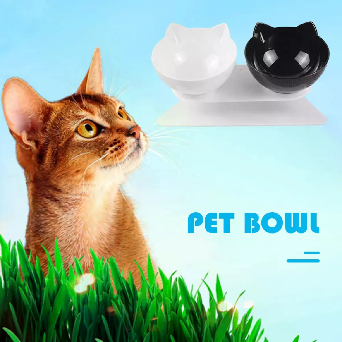 Meilleurs prix pour Mangeoire pour chat et chien, Protection du cou, double bols, classique, Portable, multifonctionnel, pratique, détachable, oreilles de chat