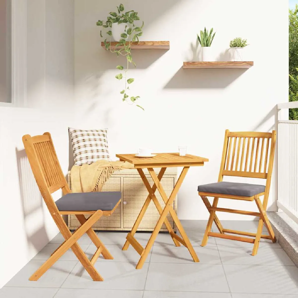 vidaXL Ensemble bistro de jardin 3 pcs Bois massif