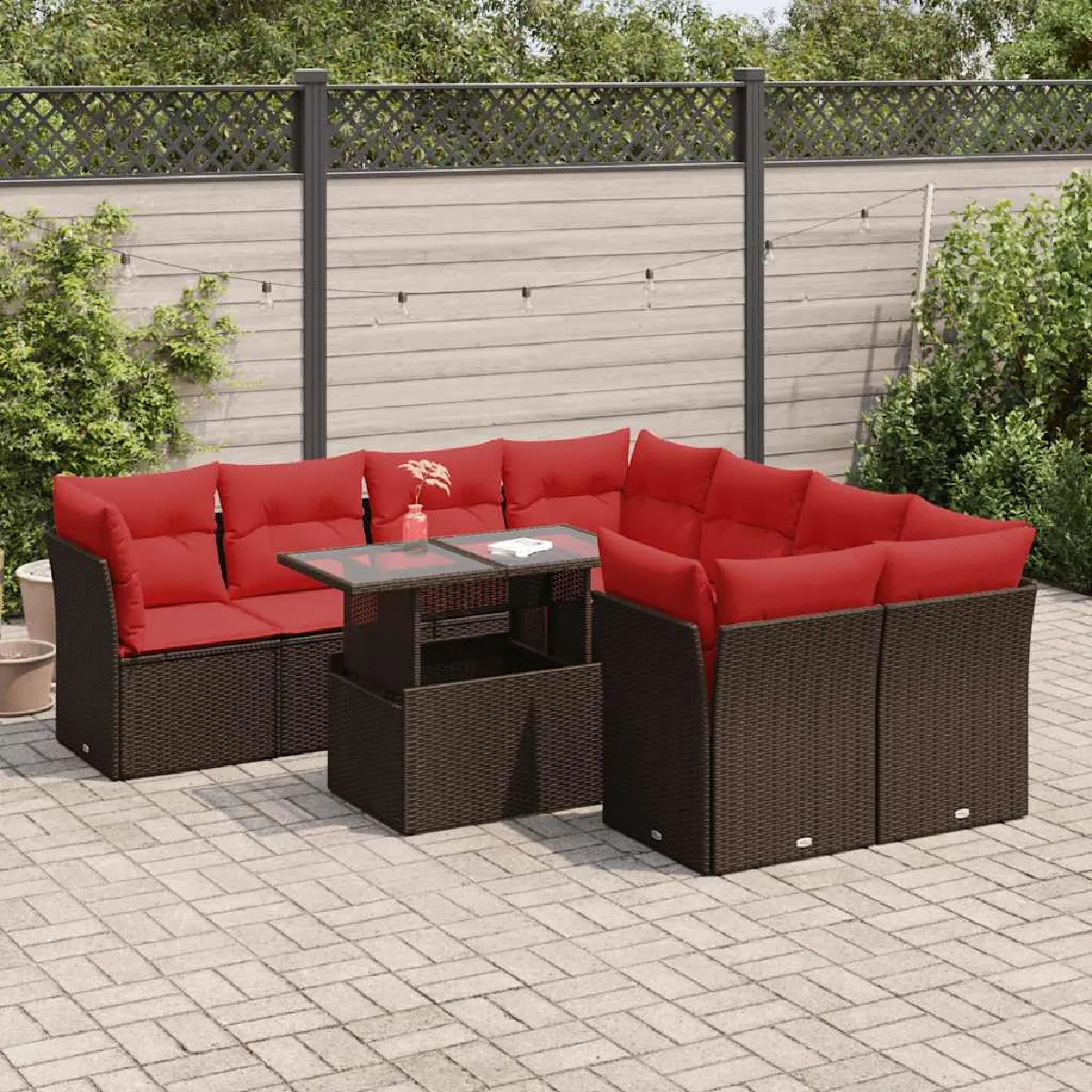 VIDAXL Salon de jardin avec coussins 9 pcs - vue 10