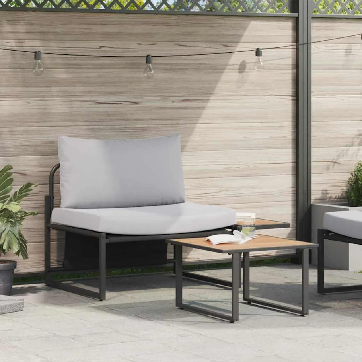 Vidaxl Gris Salon De Jardin Modulable Metal 2 Pieces - Image 2