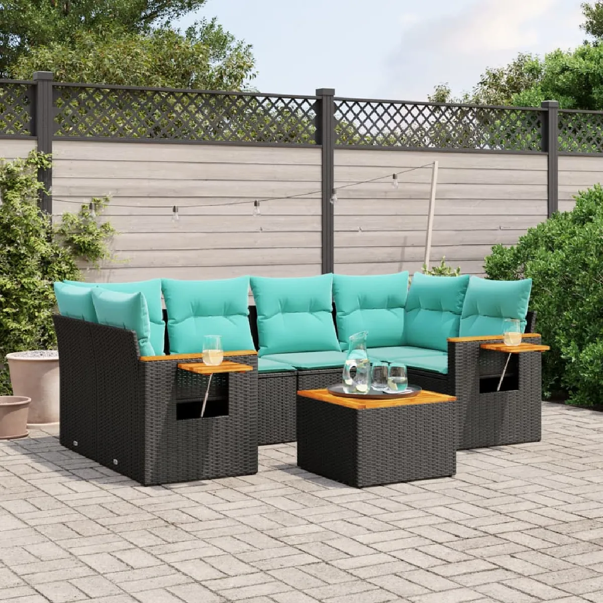 Vidaxl vidaXL Salon de jardin 7 pièces avec coussins - vue 2