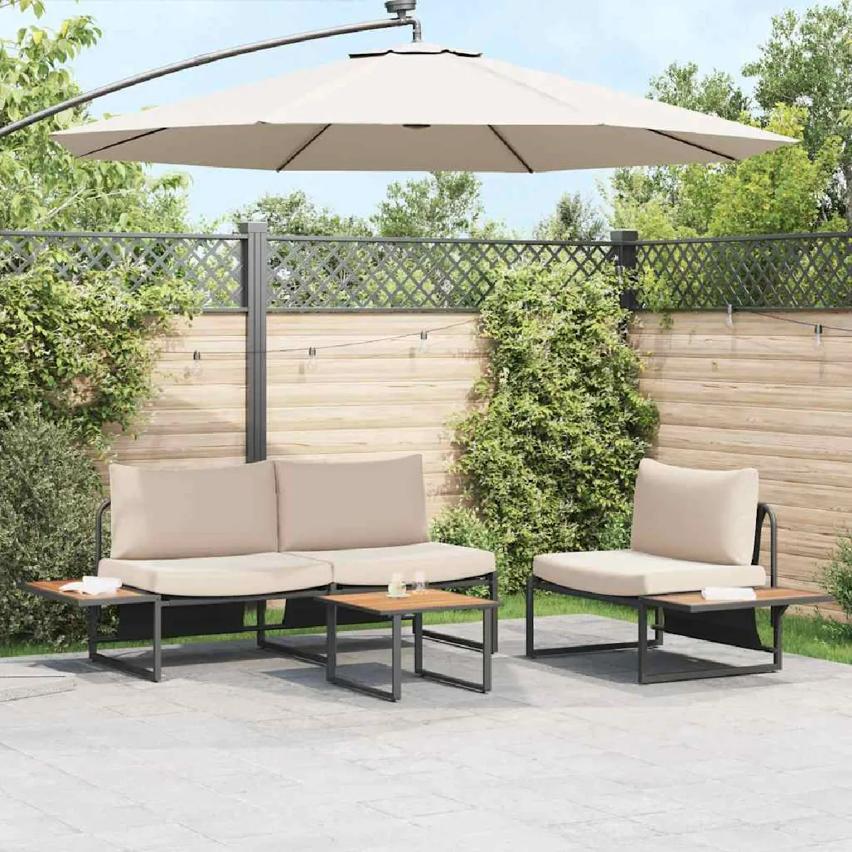 vidaXL Ensemble Canapés Jardin 3 pcs - vue 1