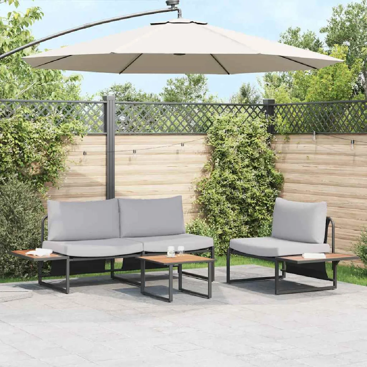 Non Communiqué Gris Ensembles De Chaises. Canapes Et Tables De Jardin Vidaxl Rotin 3 Pieces - Image 3