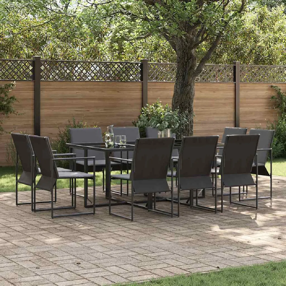 vidaXL Ensemble de salle à manger de jardin 13 pcs Acier et textilène