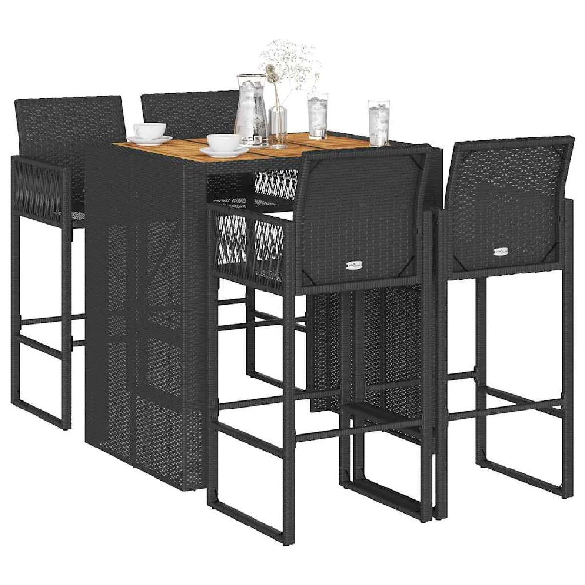 Ensemble de bar de jardin vidaXL - 5 pcs noir Ensemble de bar de jardin vidaXL - 5 pcs noir