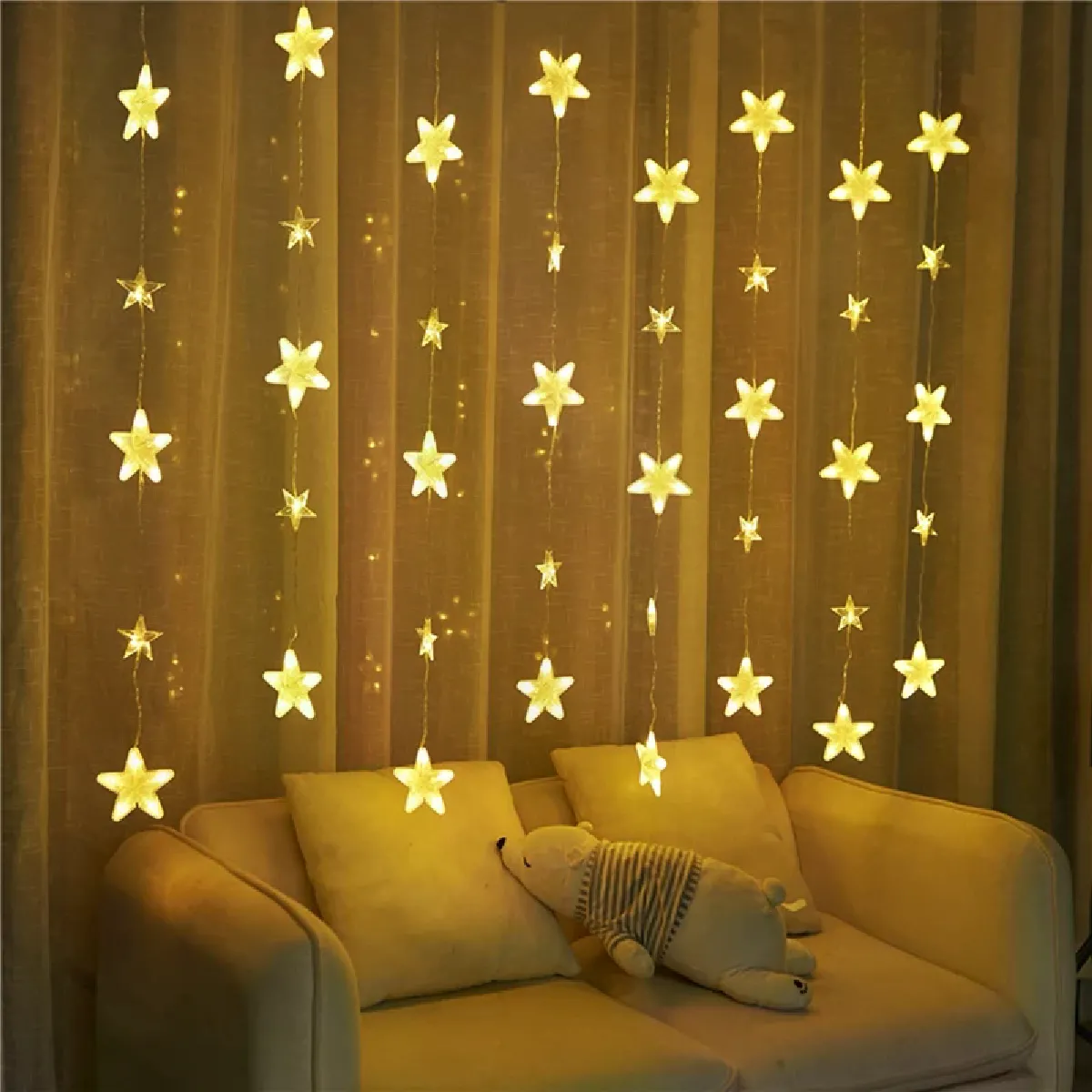 Rideau lumineux LED extérieur 8 étoiles Rideau lumineux LED extérieur 8 étoiles