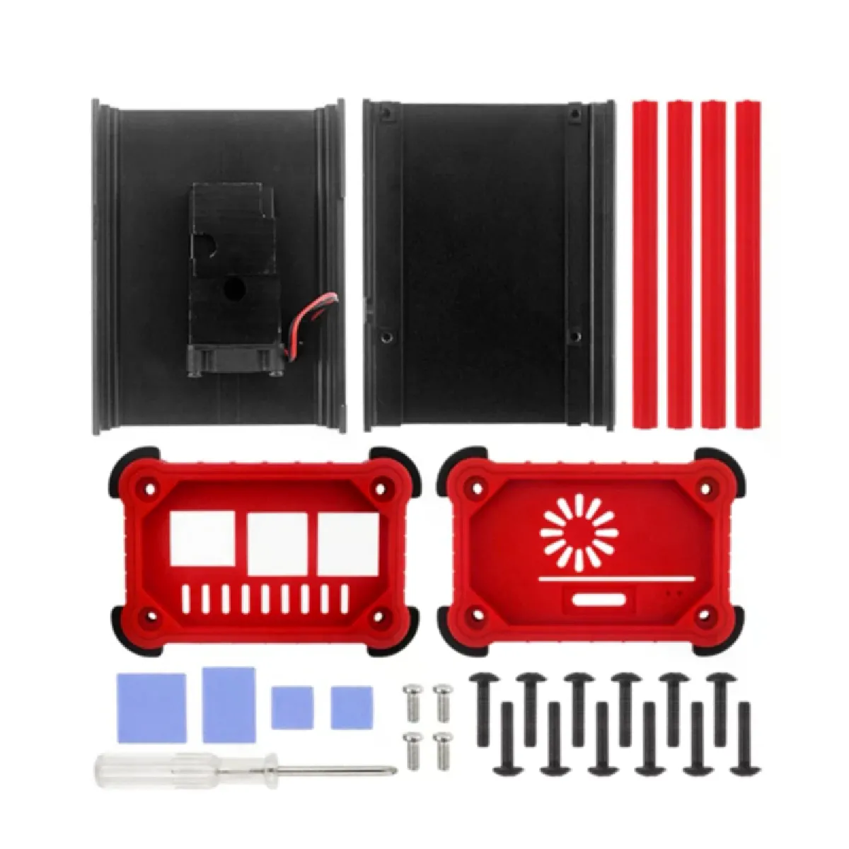 Générique Rouge Boîtier Pour Raspberry Pi 4B Avec Ventilateur