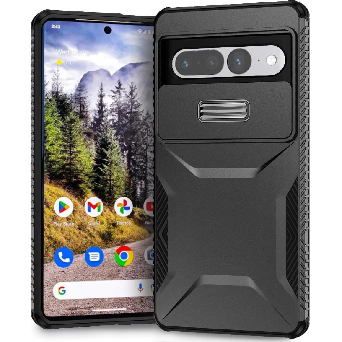 Générique Noir Google Pixel 7 Pro Étui - Antichoc Protection Lentille