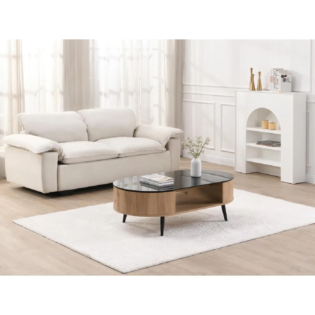 Meilleurs prix pour Vente-Unique Table basse YONISMA - Naturel et noir