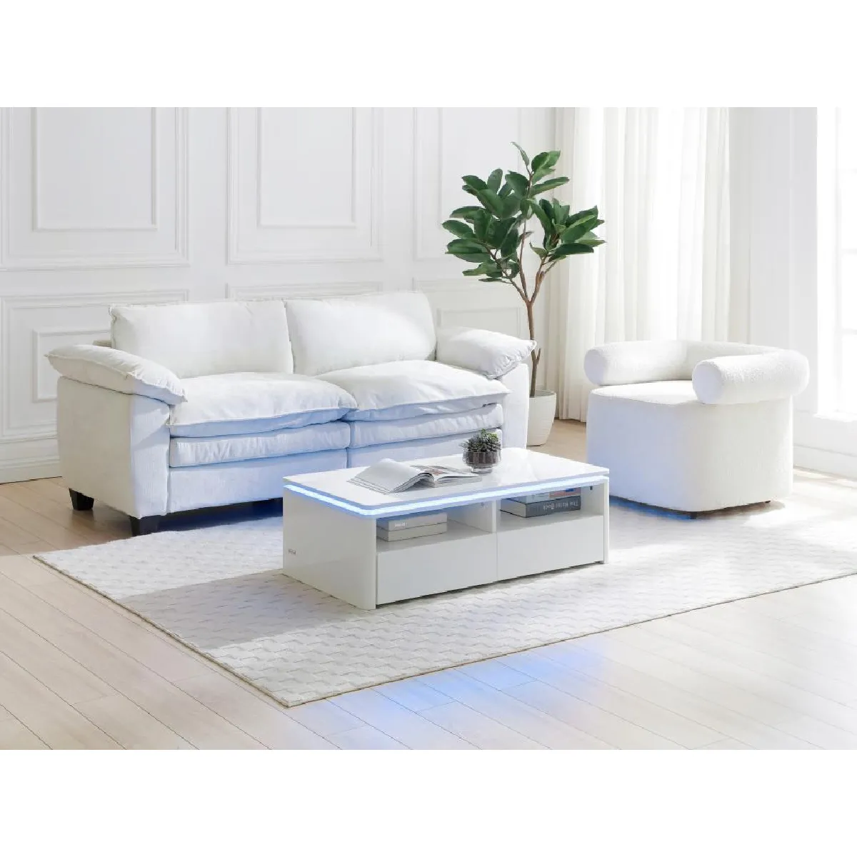 Comparer les prix de Vente-Unique Table basse SYLPIA - Blanc
