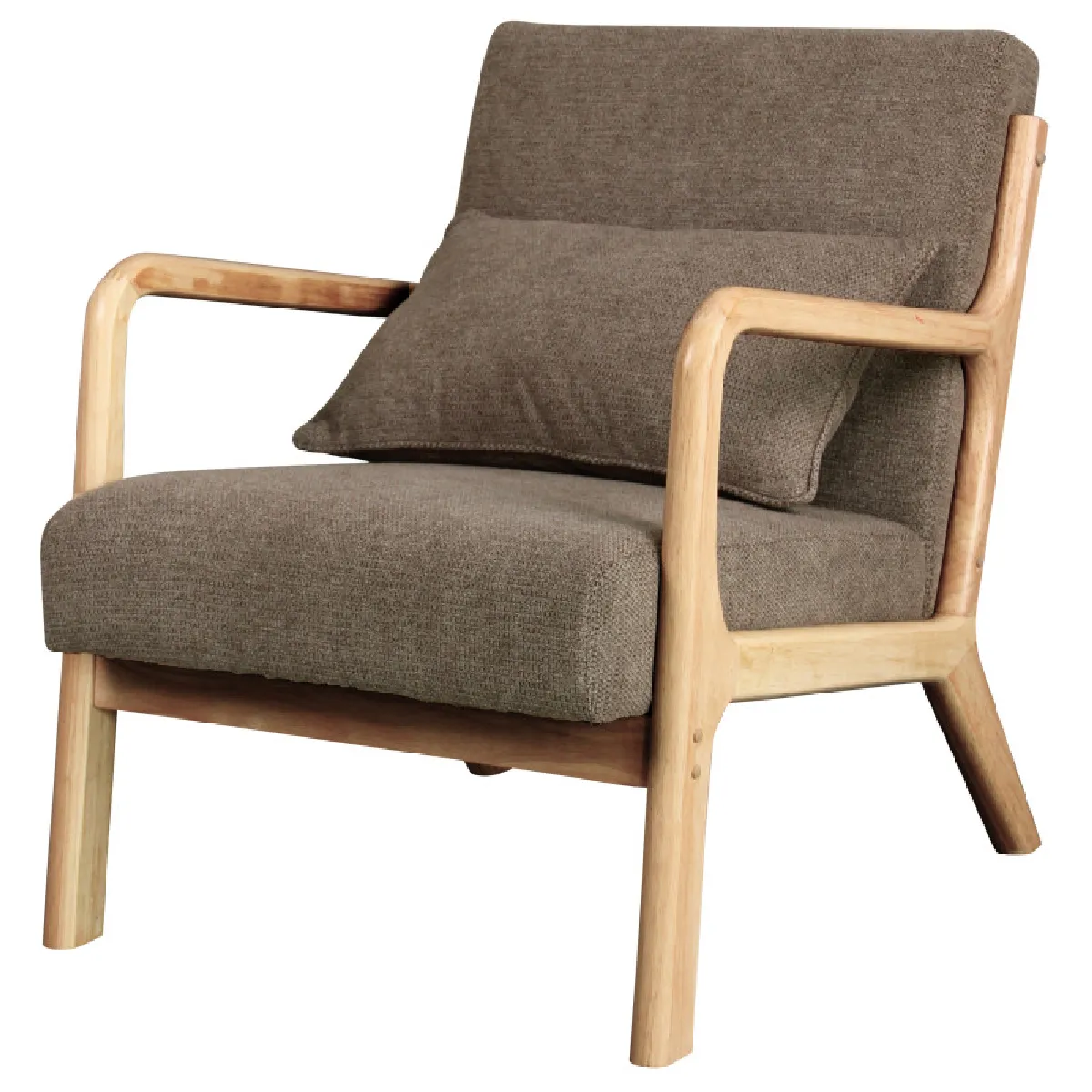 ZACK-Fauteuil en bois naturel et tissu Trendy Taupe ZACK-Fauteuil en bois naturel et tissu Trendy Taupe