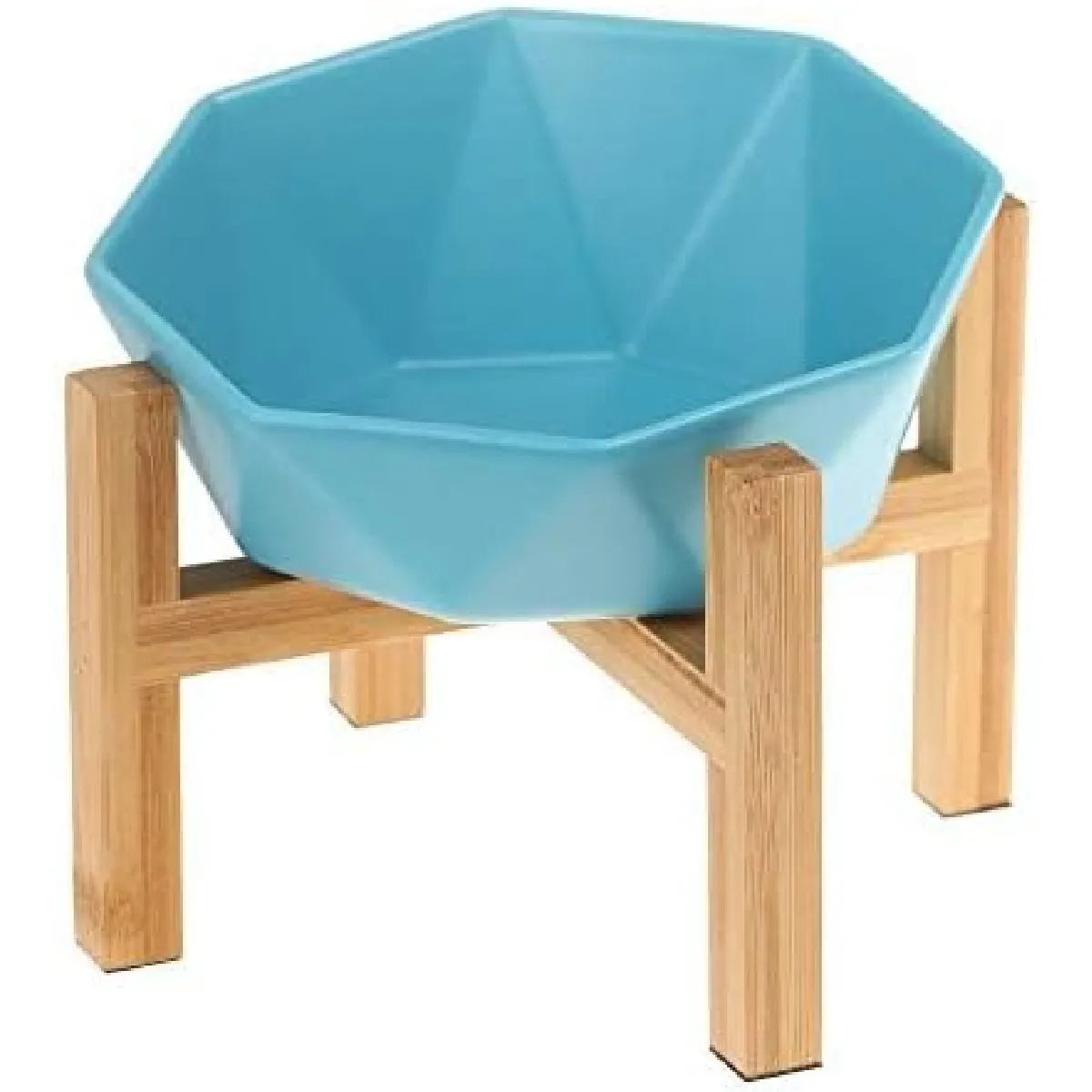 Comparer les prix de Vendos85 - Gamelle inclinée céramique avec support bambou - Bleu