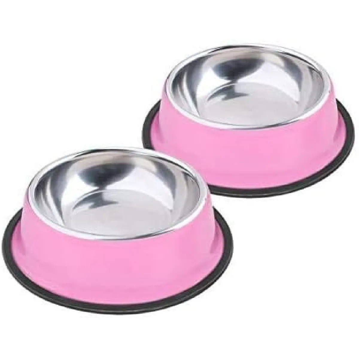 Comparer les prix de Lot de 2 Gamelles Base Antidérapante Petit Chien/Chat - Rose
