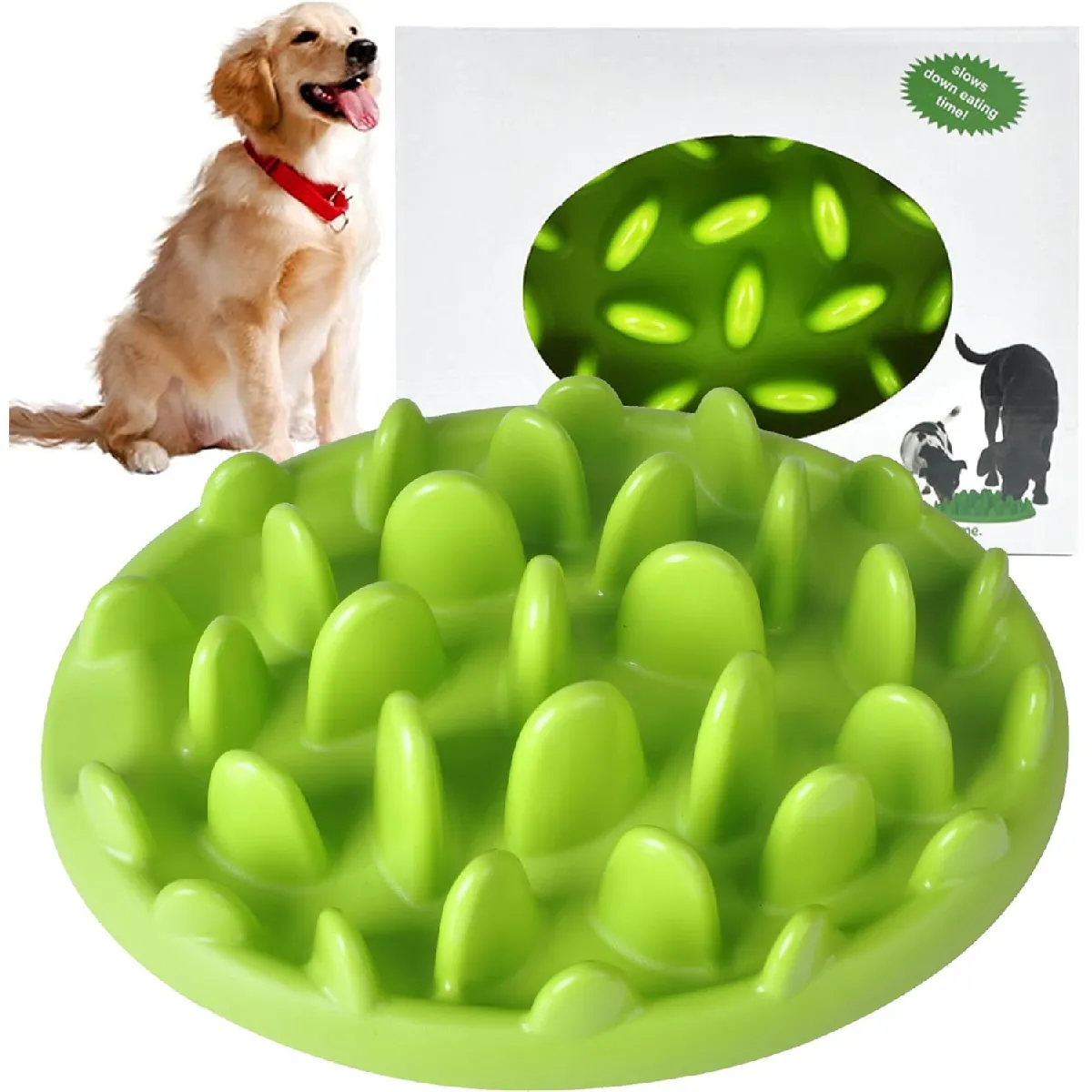 Comparer les prix de Vendos85 - Gamelle alimentation lente pour petits chiens - Vert