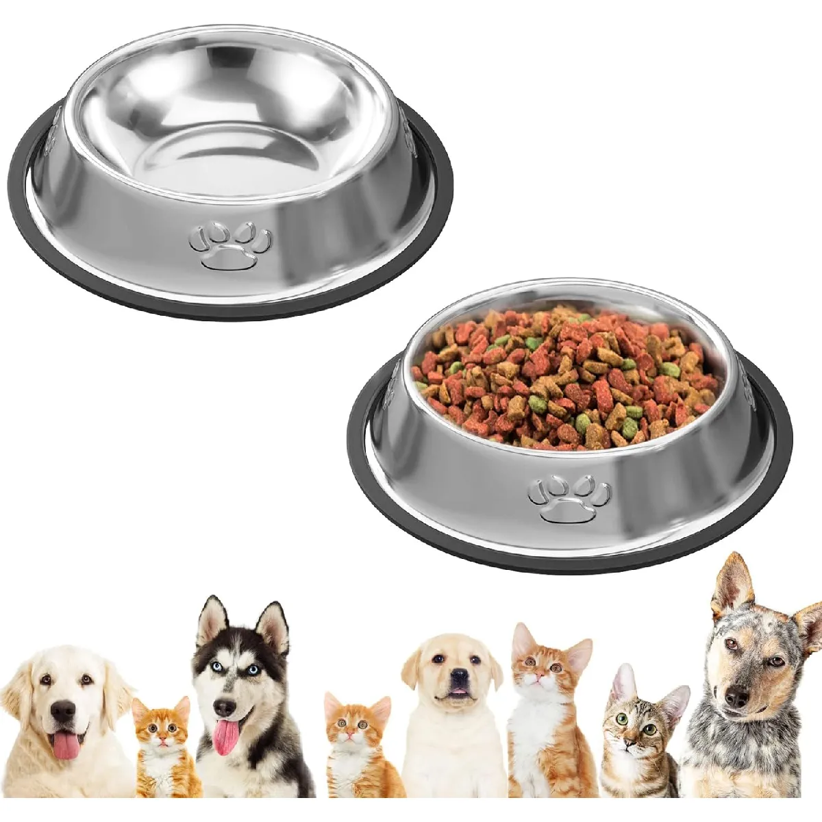 Comparer les prix de 2 Gamelles Acier Inoxydable Antidérapantes