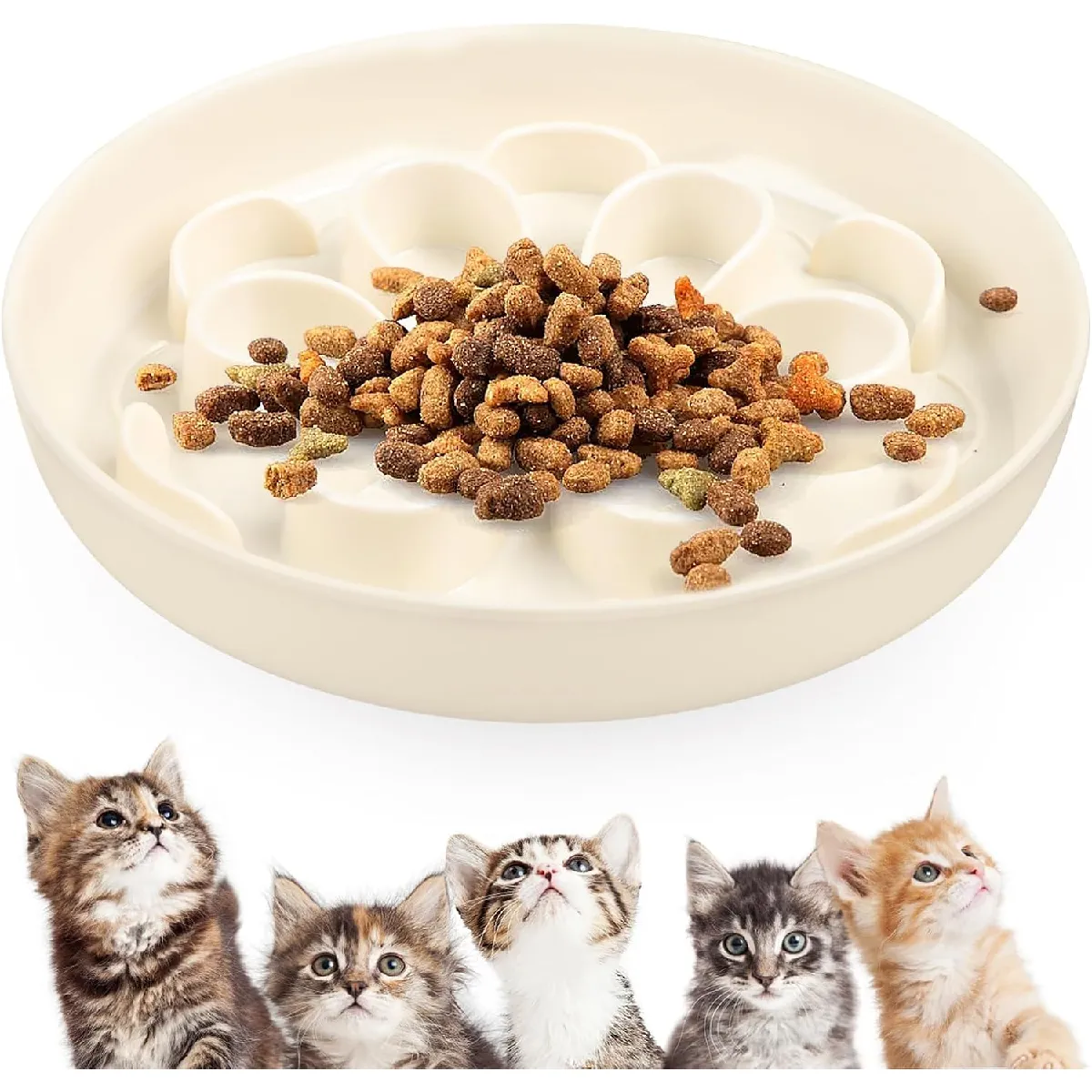 Comparer les prix de Gamelle Anti-glouton Pour Chat avec Barrières Florales - Blanc