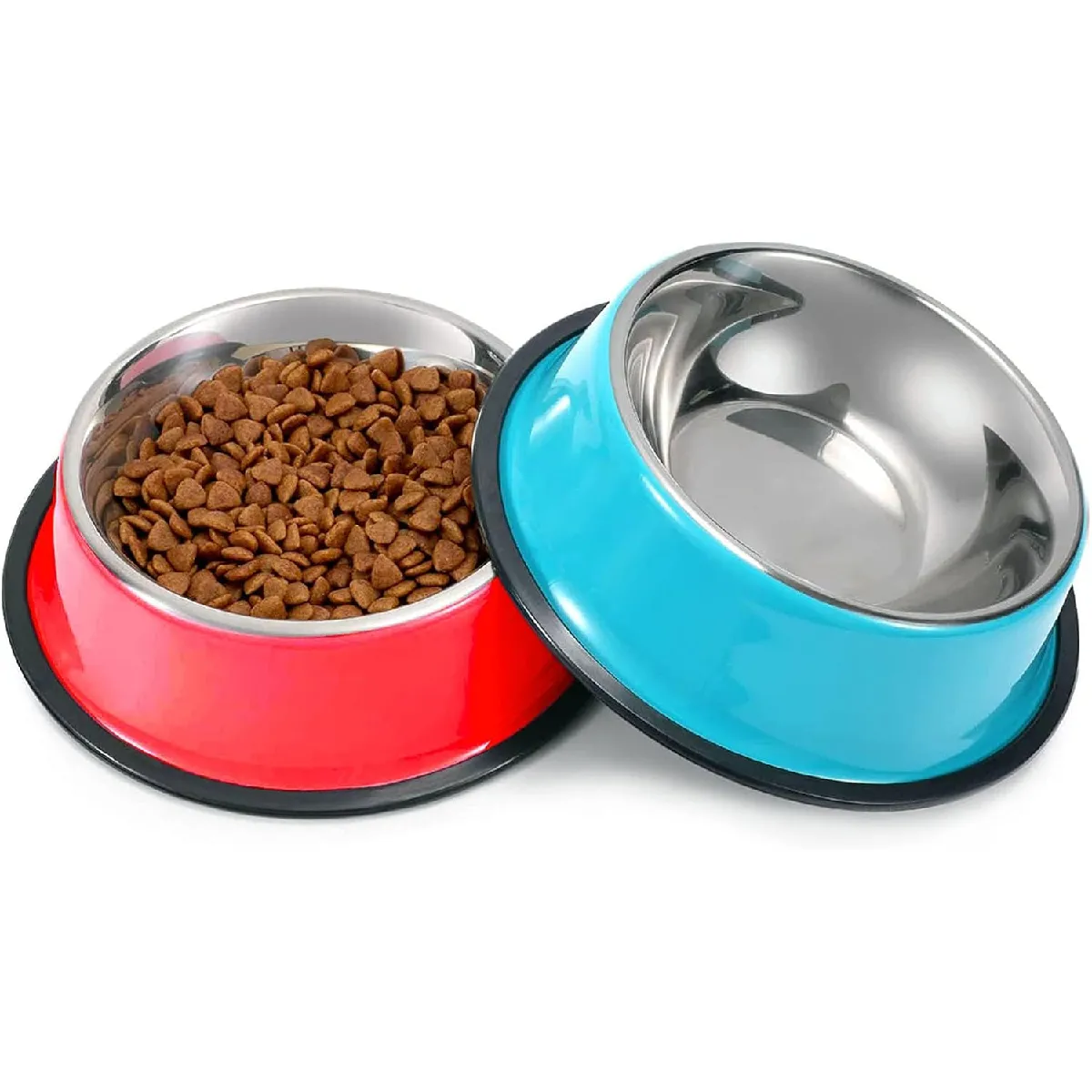 Comparer les prix de Lot de 2 Gamelles Chien en Acier Inoxydable - Bleu/Rouge
