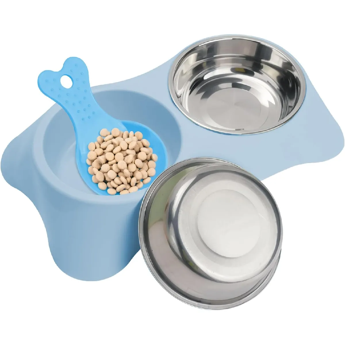 Comparer les prix de Vendos85 - Double gamelle pour chiens en acier inoxydable - Bleu