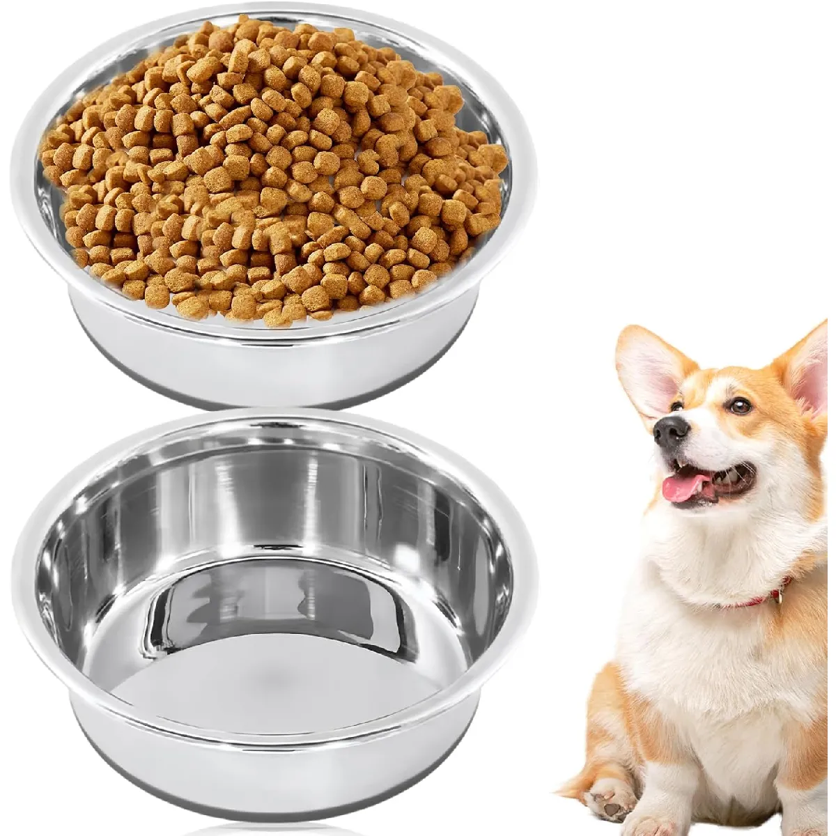 Comparer les prix de Vendos85 - 2 gamelles pour chien en acier inoxydable avec silicone - 18 cm