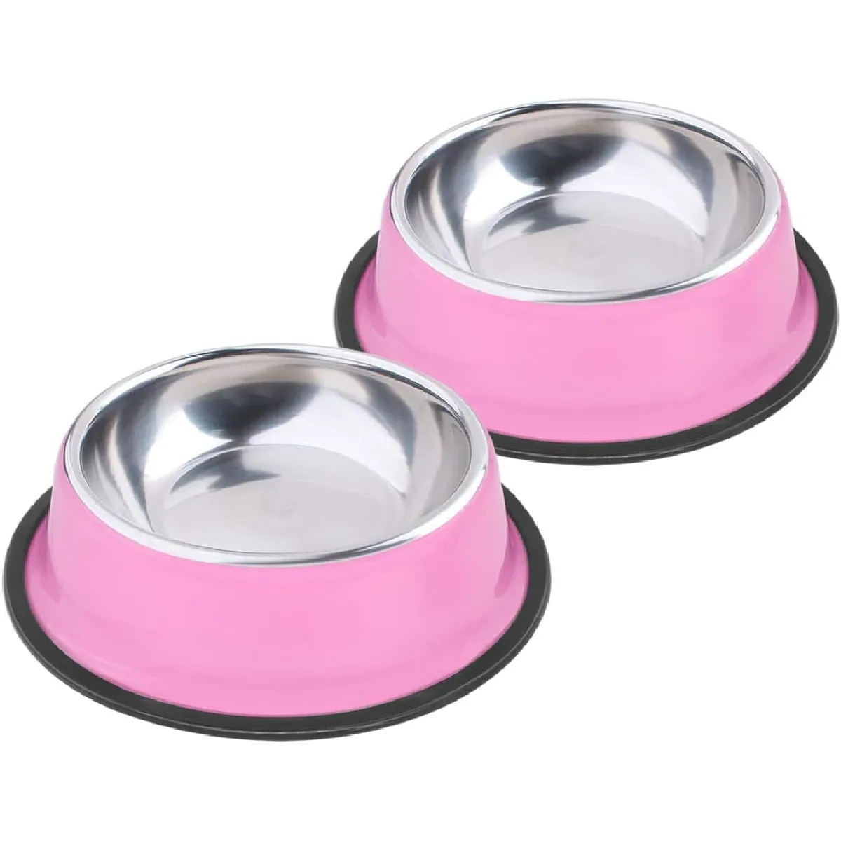 Comparer les prix de Lot de 2 Gamelles Base Antidérapante Petit Chien/Chat - Rose