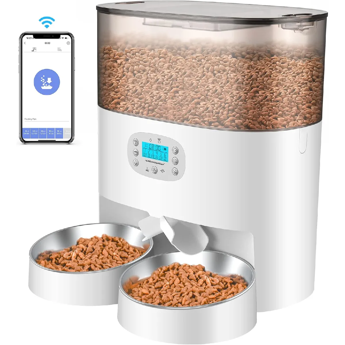 Comparer les prix de Distributeur Croquettes Chat Automatique 6L - WiFi Connecté