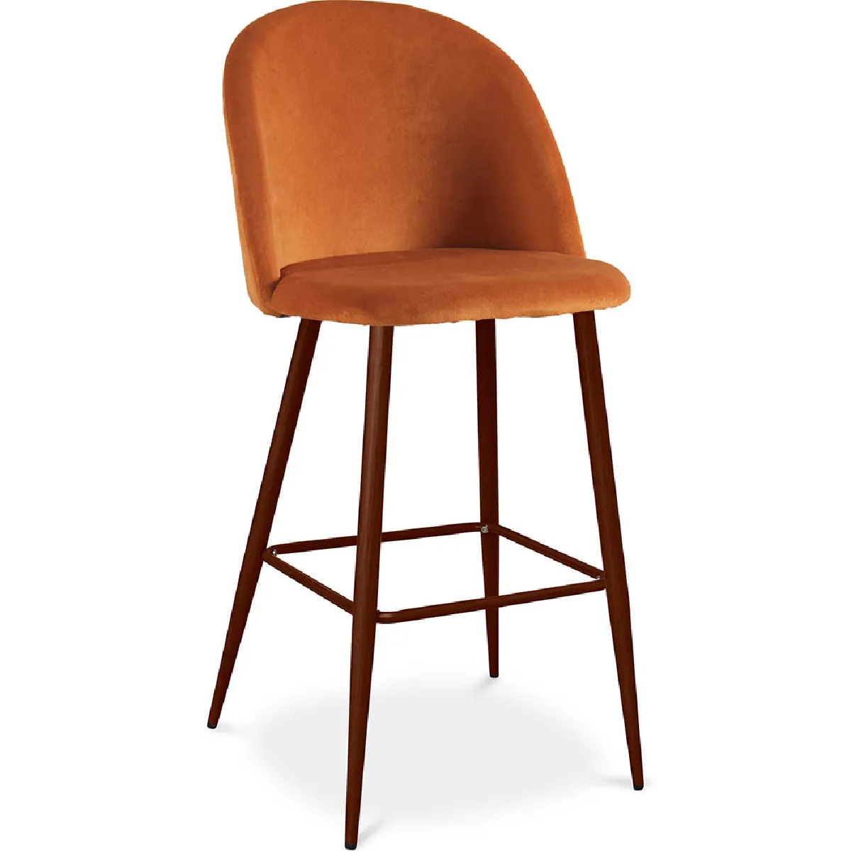 Tabouret tapissé en velours - Design scandinave - Evelyne Orange rougeâtre