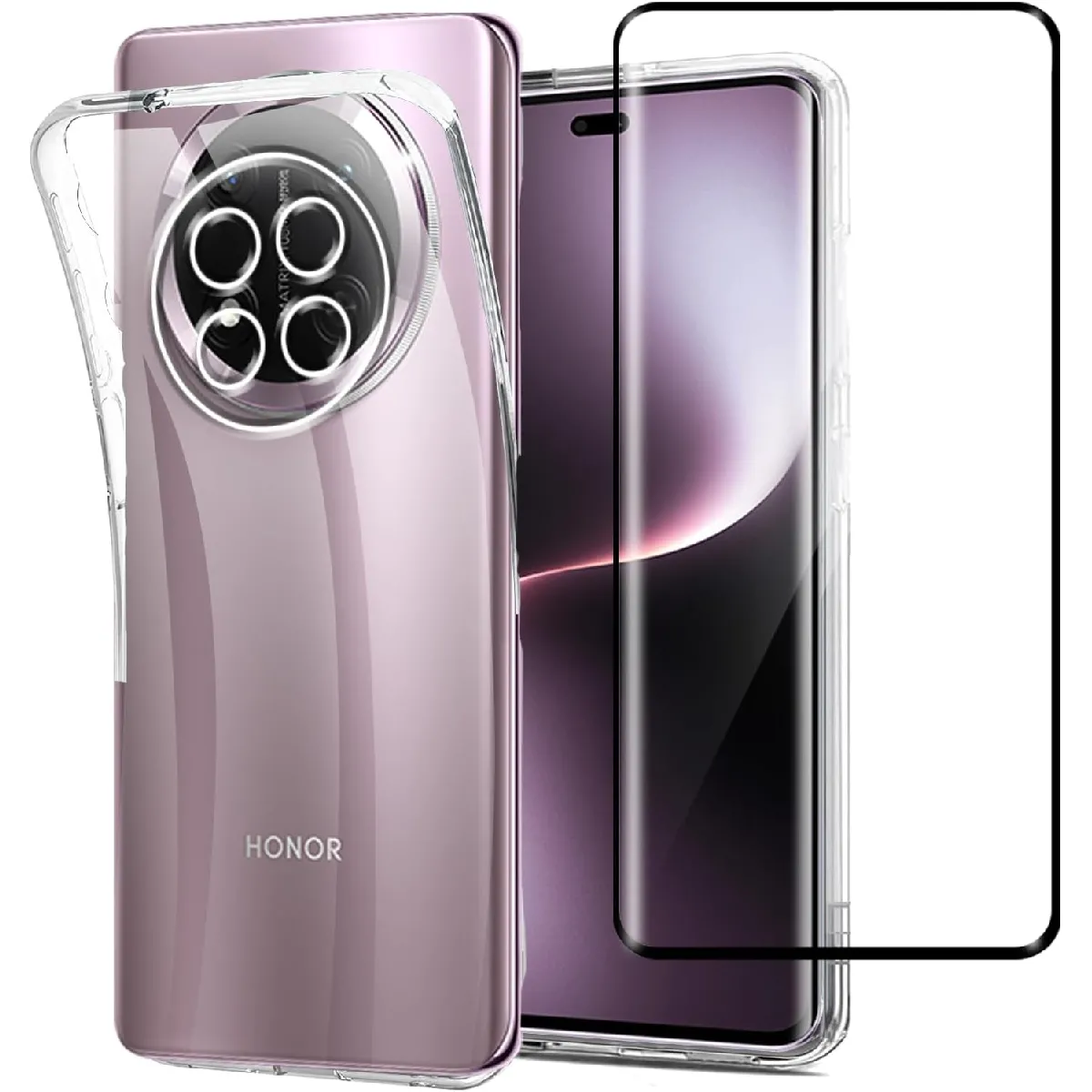 Coque pour Honor Magic 7 Lite 5G - housse etui silicone gel fine + film ecran - BLEU FONCE - Téléphonie