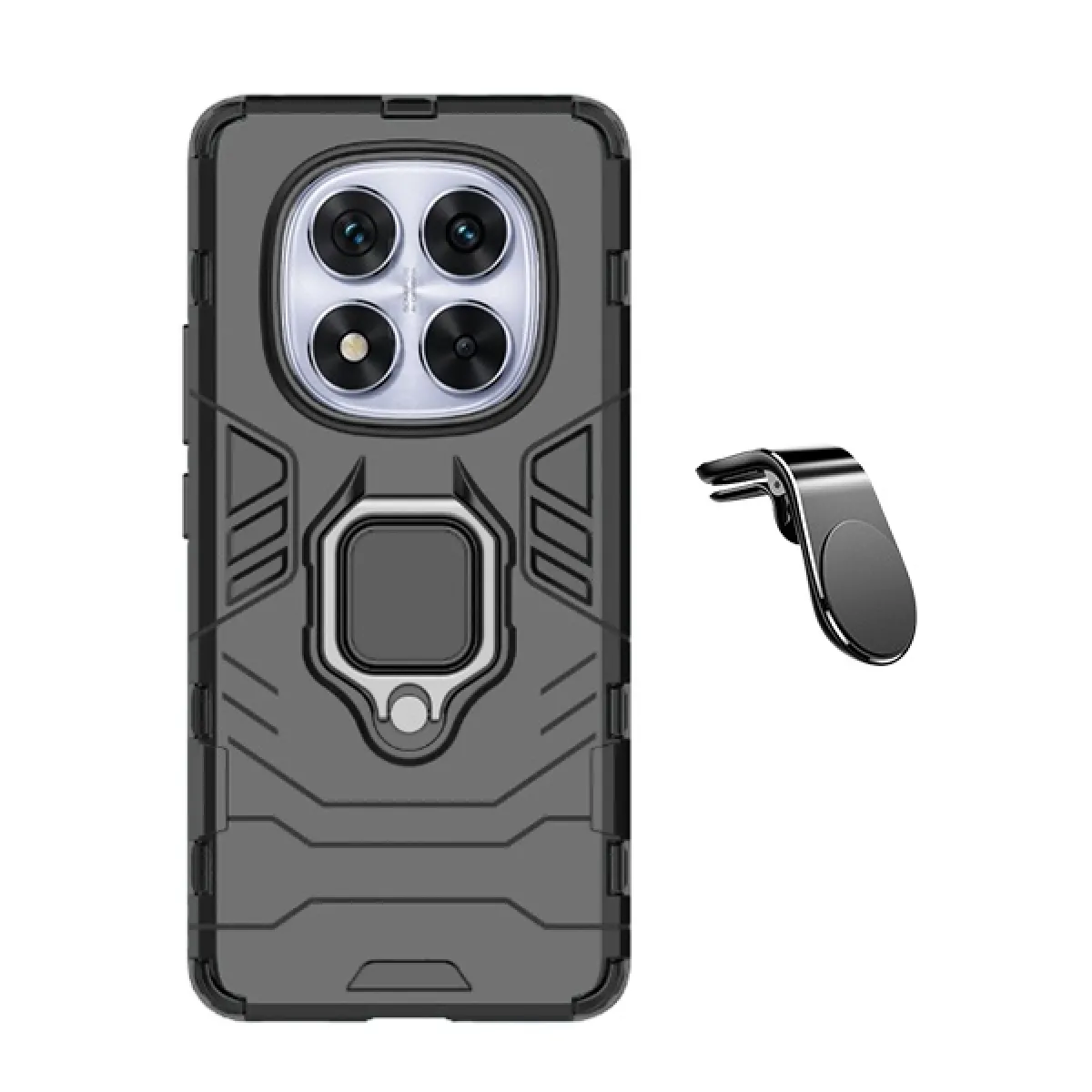 Phonecare Noir Support Magnétique + Défenseur Militaire Pour Poco X7