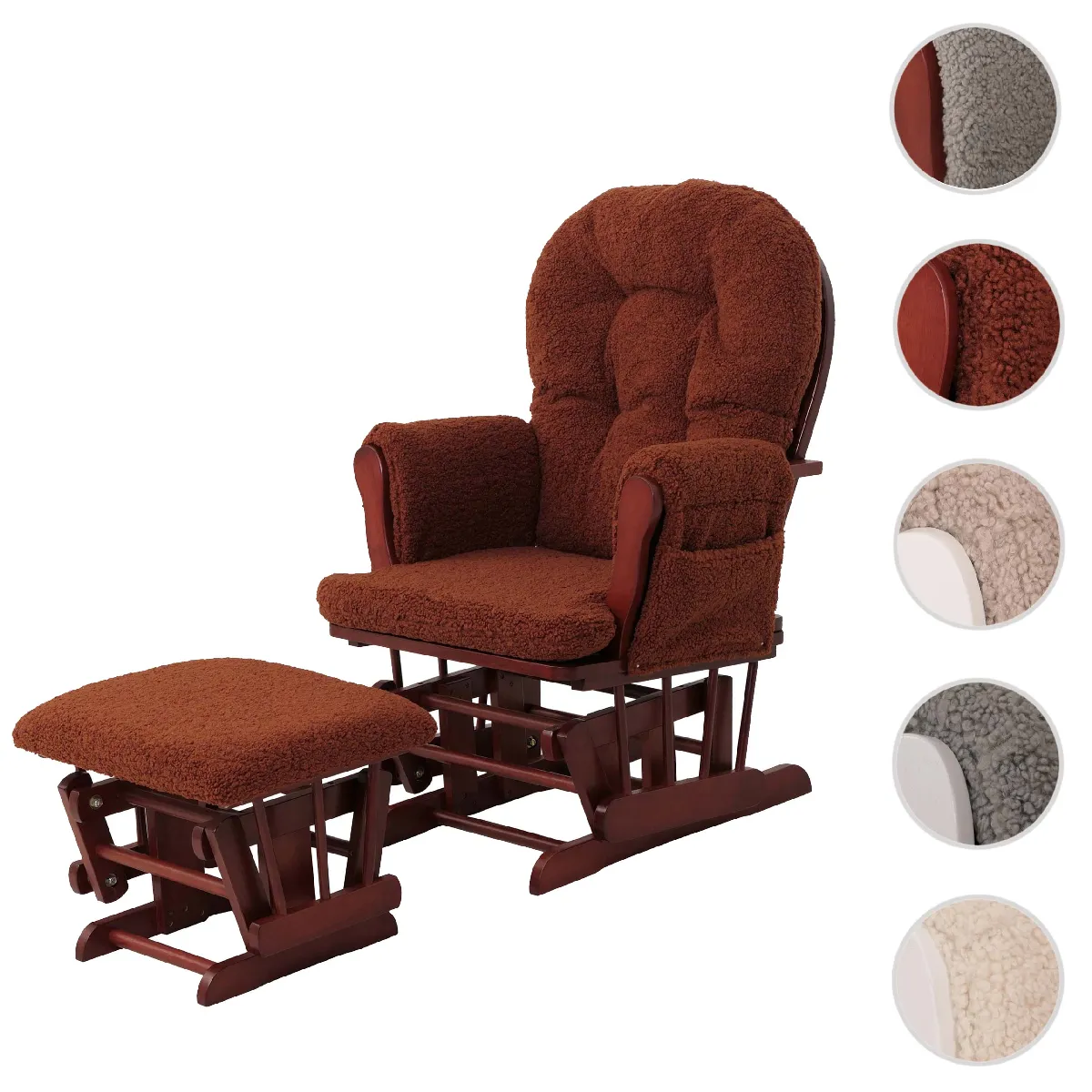 Mendler Fauteuil à bascule bouclé - Marron Mendler Fauteuil à bascule bouclé - Marron