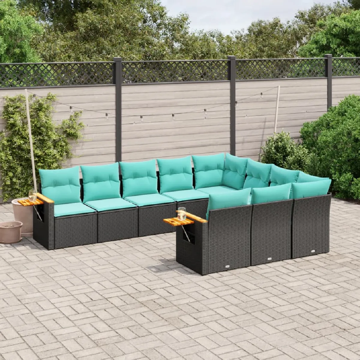 Vidaxl Salon jardin 10 pcs résine tressée