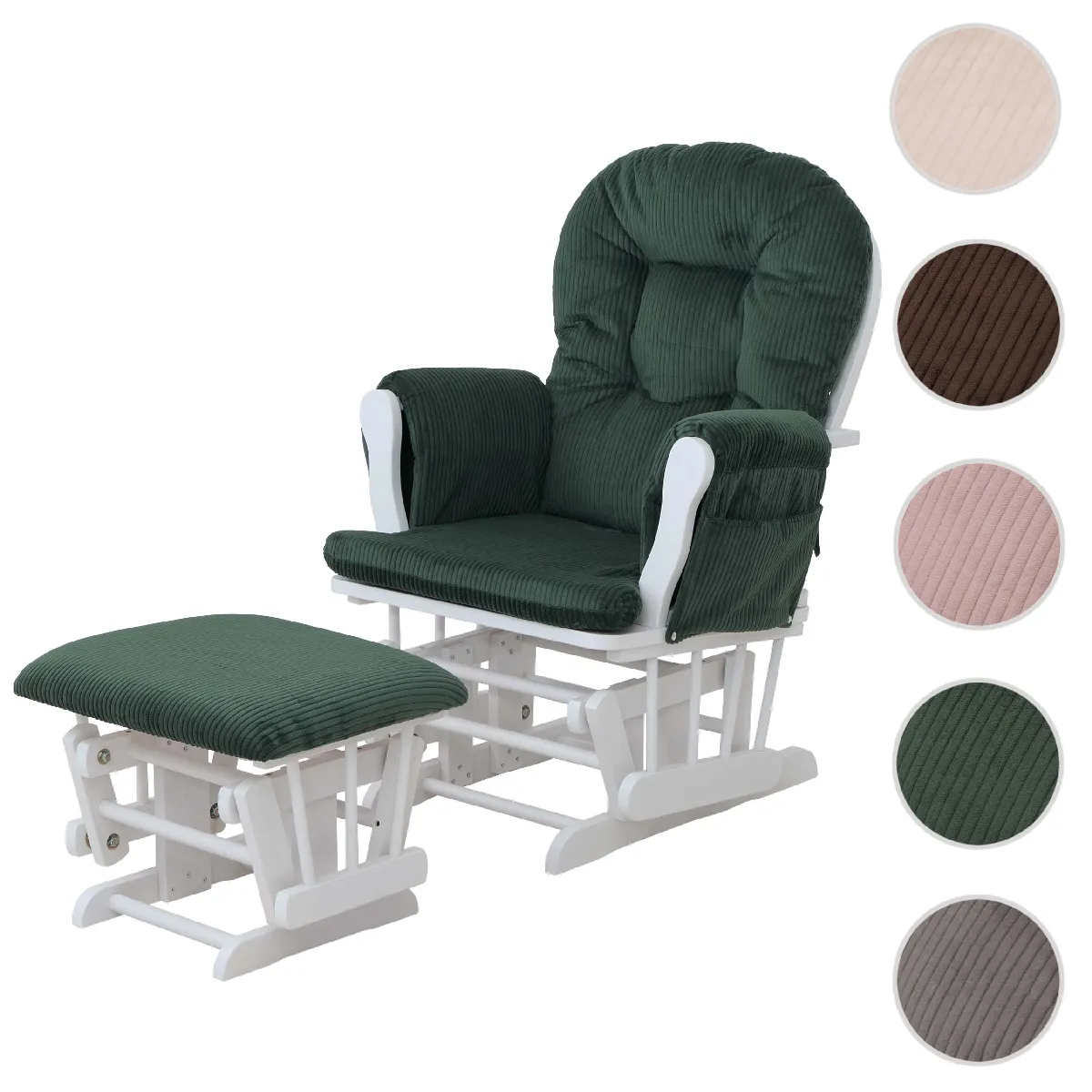 Mendler Fauteuil rocking chair velours - Vert Mendler Fauteuil rocking chair velours - Vert