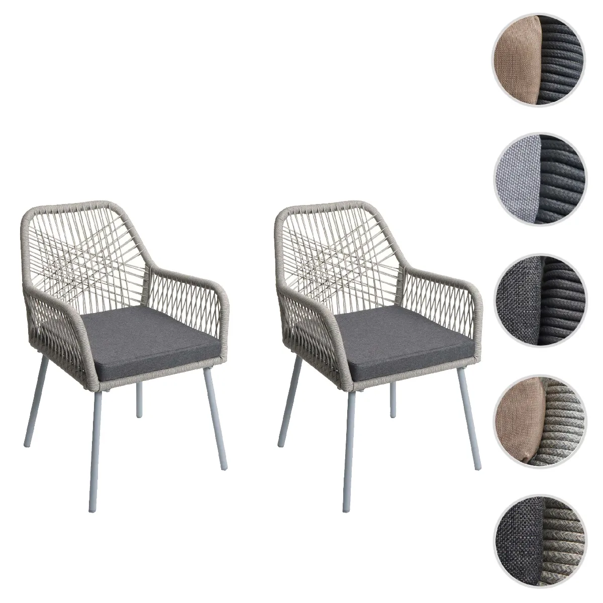 Mendler Lot de 2 chaises de jardin aluminium - Gris