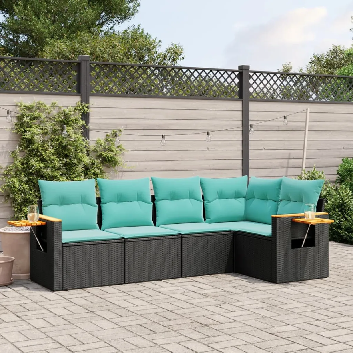 vidaXL Salon jardin 5 pcs résine tressée - vue 2