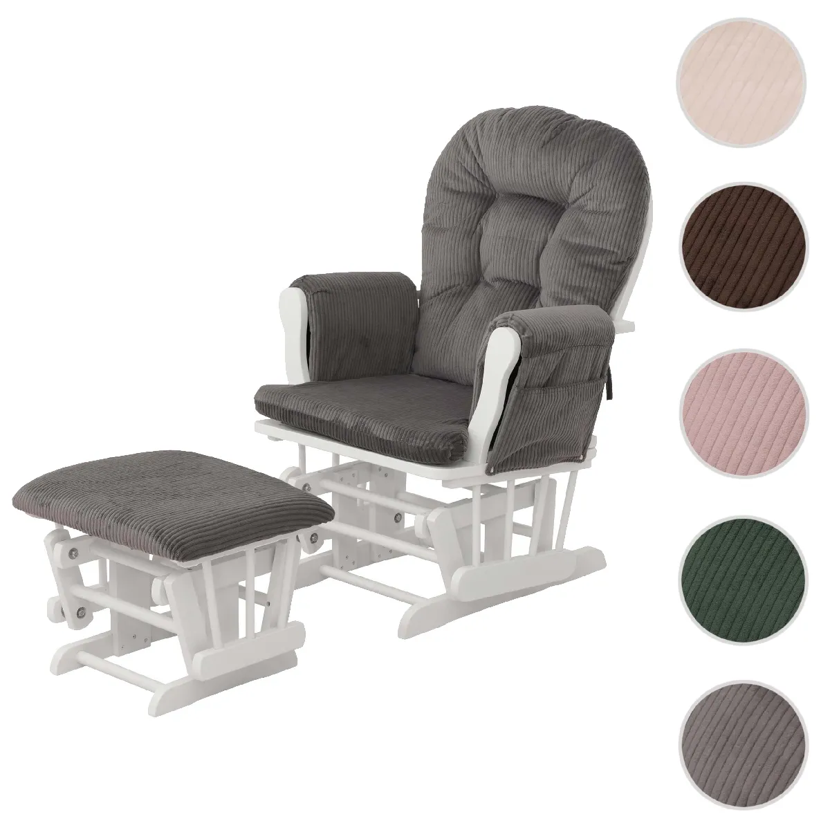 Mendler Fauteuil rocking chair velours - Gris Mendler Fauteuil rocking chair velours - Gris